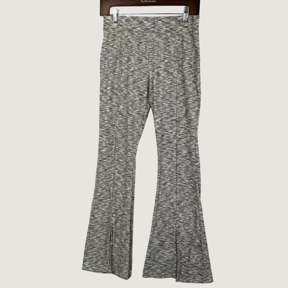 Altar'd State Ribbed Flare Pants Womens Medium Brown Boho Knit Leggings Hippie